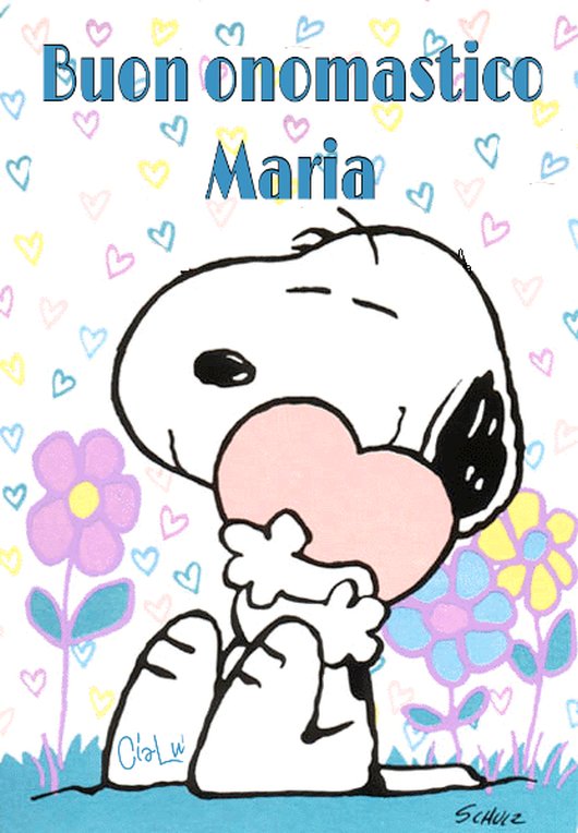 cartoline Buon Onomastico Maria Snoopy cuore