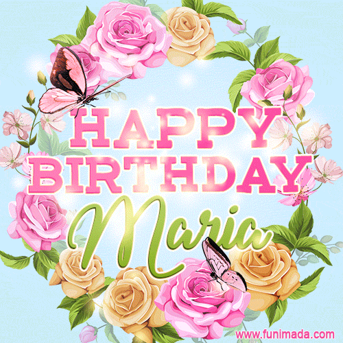 GIF Buon Compleanno happy birthday Maria fiori rose