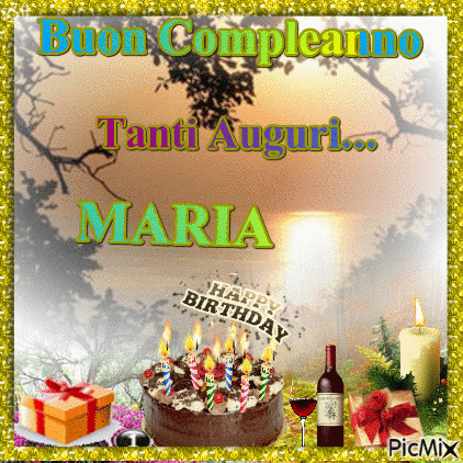 GIF Buon Compleanno Maria torta candeline