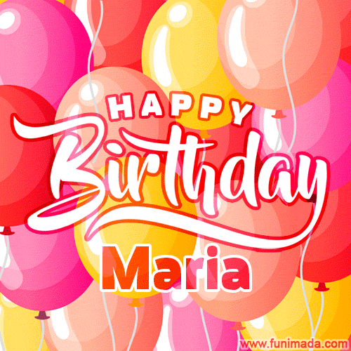 GIF Buon Compleanno happy birthday Maria palloncini