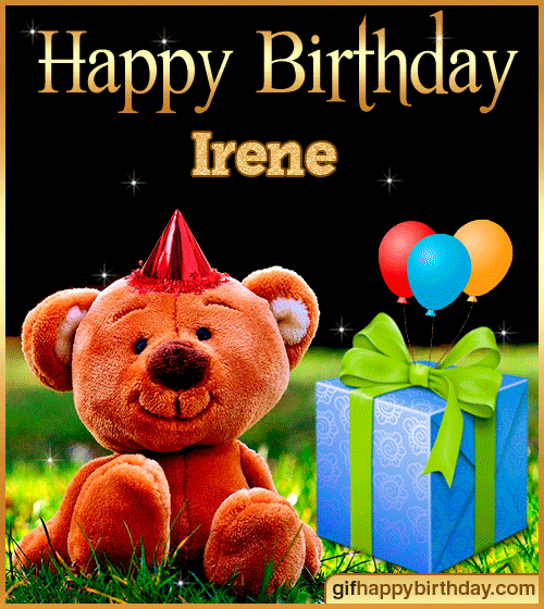 gif Buon compleanno Irene pacco regalo