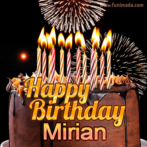 GIF Buon Compleanno happy birthday Miriam torta cioccolato candeline