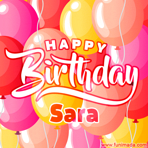 gif Buon Compleanno Sara palloncini