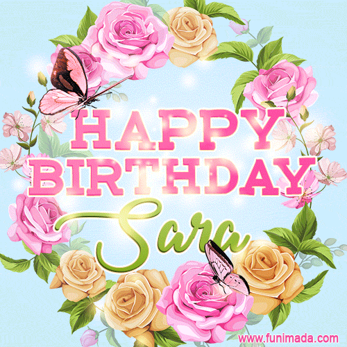gif Buon Compleanno Sara fiori rose