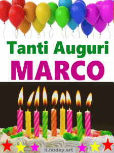 gif tanti auguri Marco torta candeline