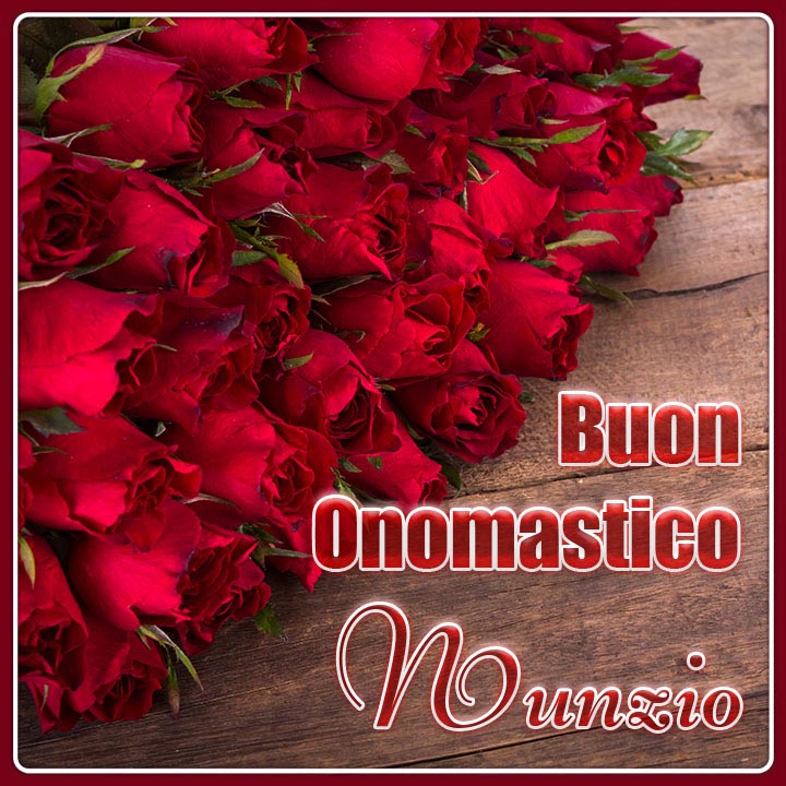 immagini buon onomastico Nunzio fiori rose rosse