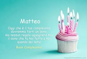 Immagini Cartoline buon compleanno Matteo torta candeline