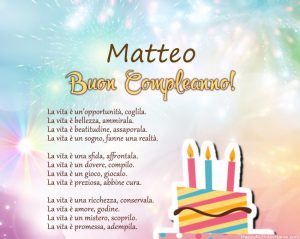 Immagini Cartoline buon compleanno Matteo torta candeline