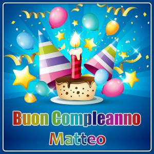 Immagini Cartoline buon compleanno Matteo palloncini festa
