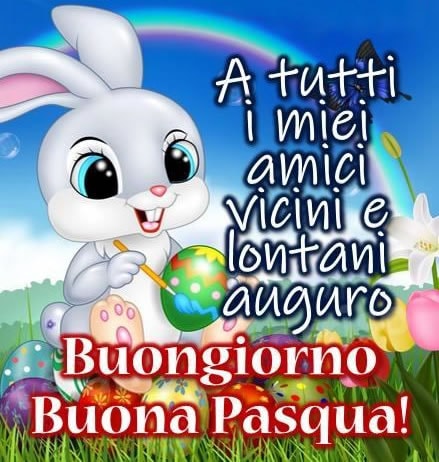 Tanti auguri di Buona Pasqua uova coniglietto