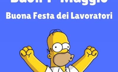 auguri immagini divertenti Buon 1 Maggio Buona Festa dei Lavoratori Homer Simpsons
