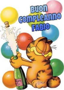 buon compleanno Fabio gatto Garfield palloncini