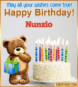 immagini buon compleanno happy birthday Nunzio regali orso bear Teddy torta candeline