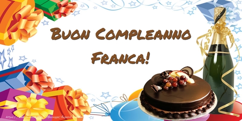 auguri buon compleanno Franca torta cioccolato spumante