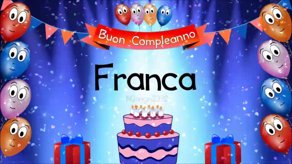 auguri buon compleanno Franca torta candeline palloncini