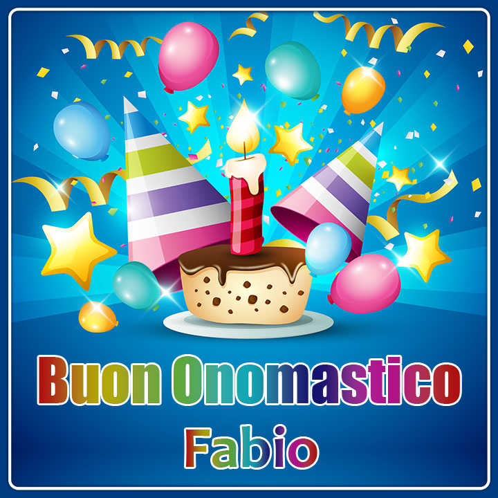 buon onomastico Fabio torta candeline palloncini