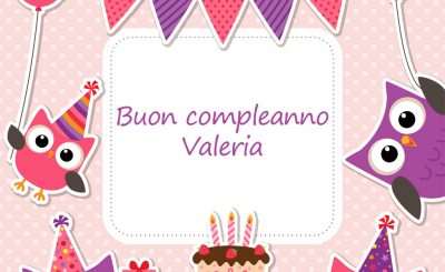 buon compleanno Valeria torta candeline gufi