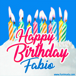 gif buon compleanno Fabio torta candeline happy birthday