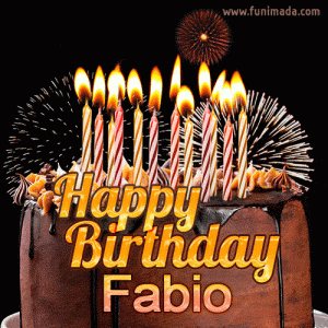gif buon compleanno Fabio torta cioccolato candeline happy birthday
