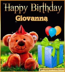 gif buon compleanno happy birthday Giovanna regalo palloncini orsetto