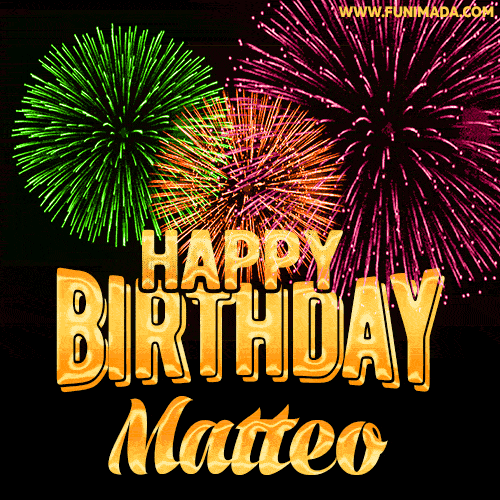 GIF auguri di buon compleanno Matteo fuochi d'artificio