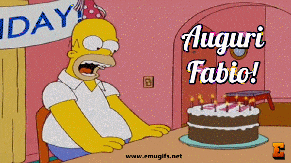 gif tanti auguri Fabio Homer Simpson torta candeline
