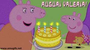 gif auguri Valeria torta candeline Peppa pig