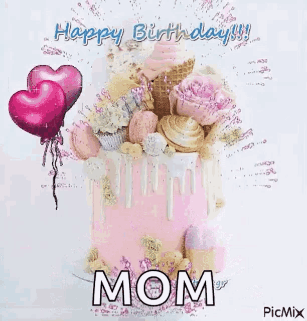 gif buon compleanno happy birthday mamma mom fiori cuori