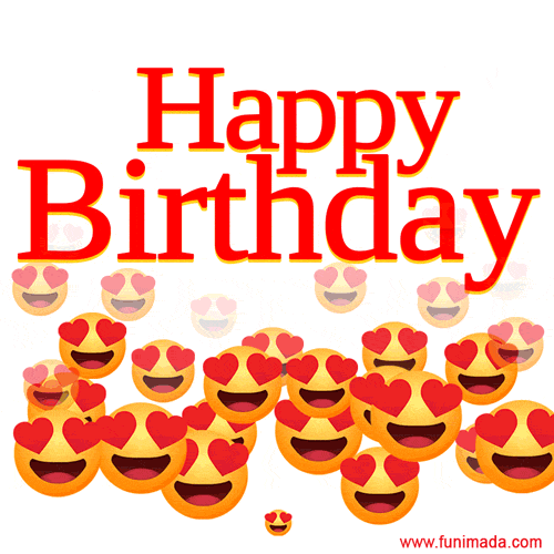 GIF Happy Birthday buon compleanno emoji emoticon faccine whatsapp cuoricini