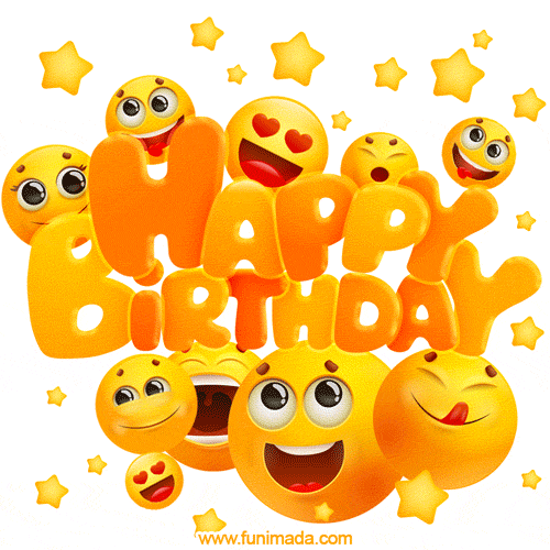 GIF Happy Birthday buon compleanno emoji emoticon faccine whatsapp