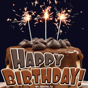 GIF Happy Birthday buon compleanno stelle filanti torta