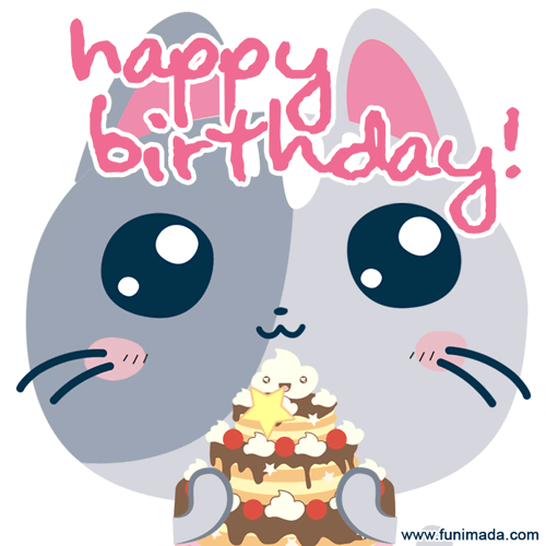GIF Happy Birthday buon compleanno bambino bambina gattina