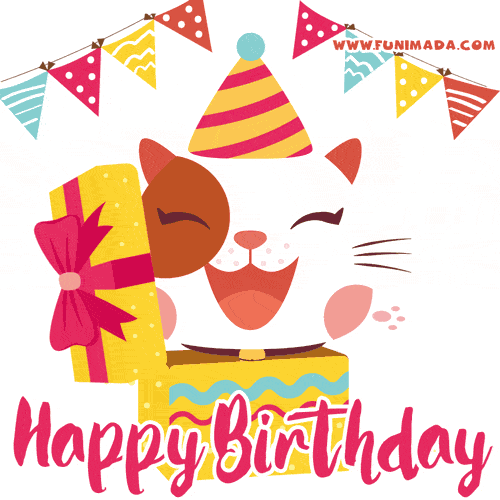 GIF Happy Birthday buon compleanno bambino bambina gattina