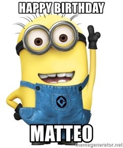 Immagini cartoline auguri Happy Birthday Matteo bambino Minion