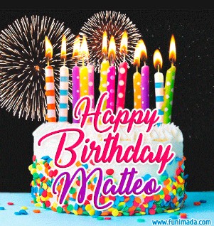 Immagini cartoline auguri Happy Birthday Matteo torta candeline
