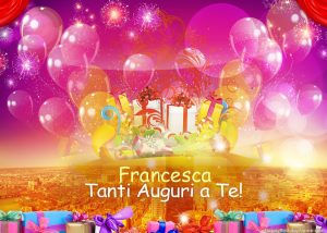 immagini cartoline tanti auguri Francesca festa palloncini