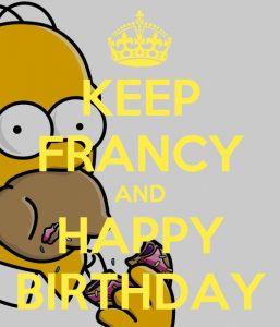 immagini cartoline buon compleanno happy birthday Francesca Francy Omer Simpson