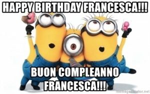 immagini cartoline buon compleanno happy birthday Francesca per bambina Minions