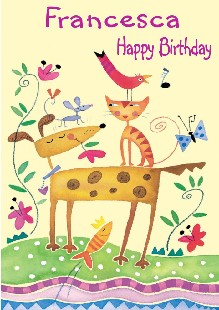 immagini cartoline buon compleanno happy birthday Francesca per bambina
