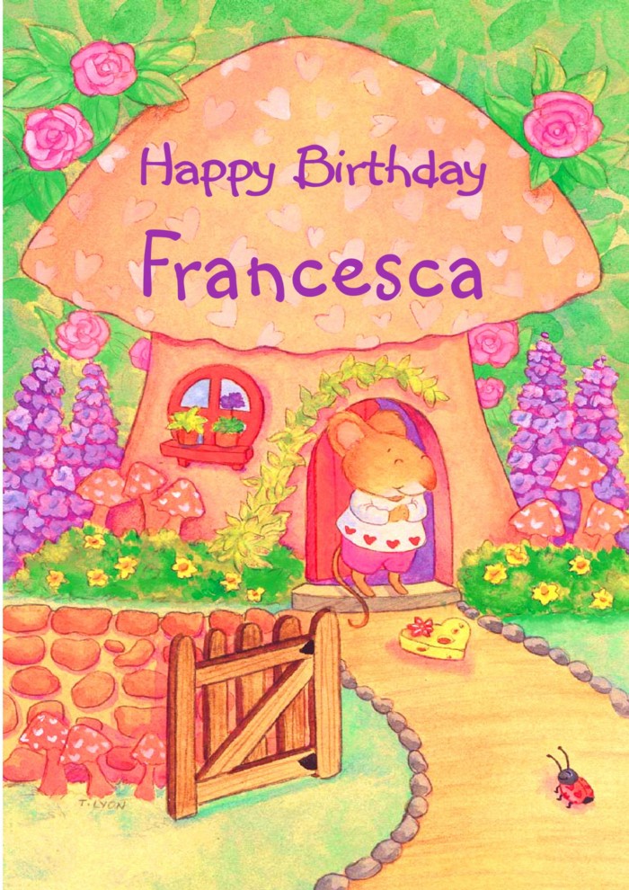 immagini cartoline buon compleanno happy birthday Francesca per bambina