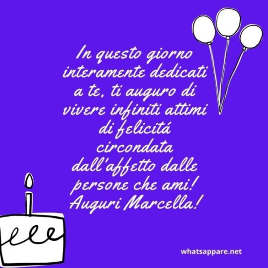 immagini cartoline auguri Marcella torta candeline palloncini