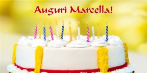 immagini cartoline auguri Marcella torta candeline