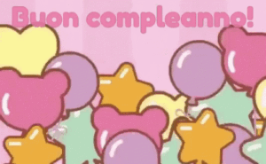 gif auguri buon compleanno palloncini Hello Kitty torta candeline
