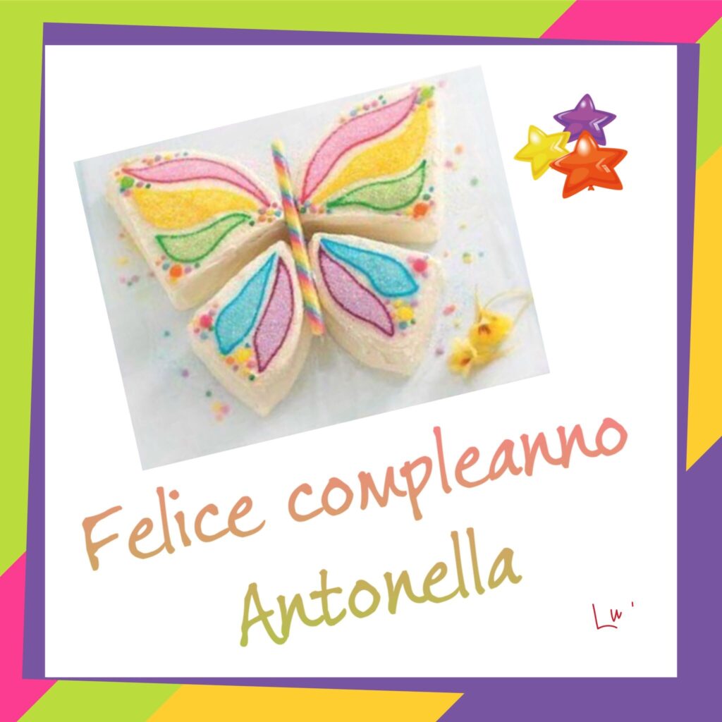 immagini cartoline auguri buon compleanno Antonella farfalla