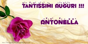 immagini cartoline auguri buon compleanno Antonella fiori rosa cuori