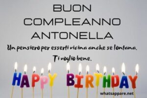 immagini cartoline auguri buon compleanno Antonella candeline