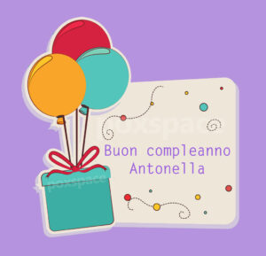 immagini cartoline auguri buon compleanno Antonella regalo palloncini