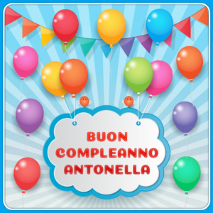 immagini cartoline auguri buon compleanno Antonella festa palloncini