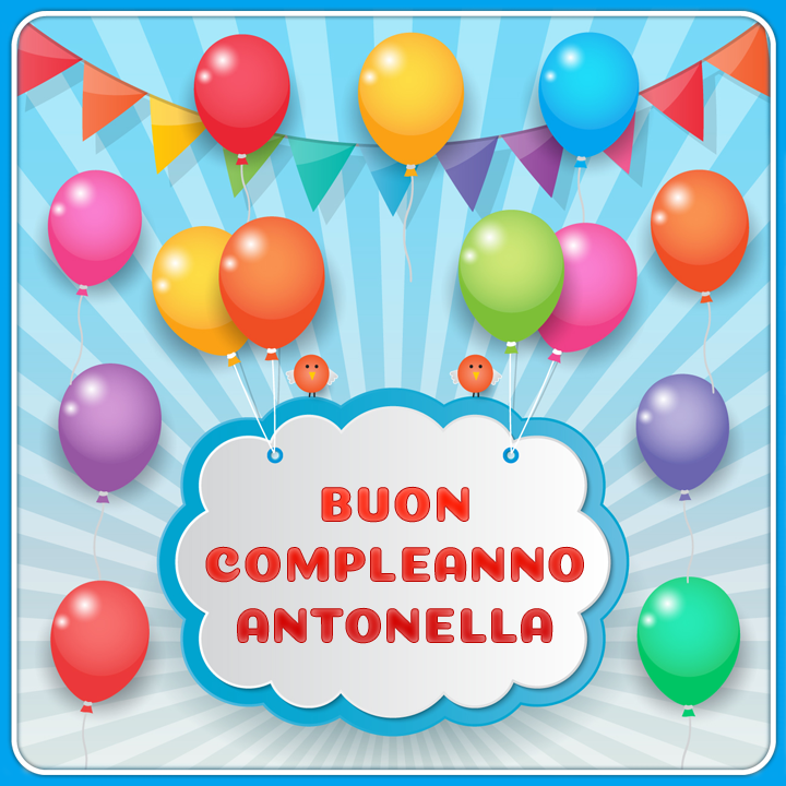 immagini cartoline auguri buon compleanno Antonella festa palloncini