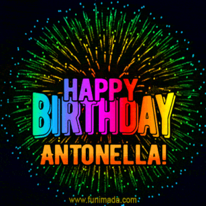 gif auguri buon compleanno happy birthday Antonella fuochi di artificio